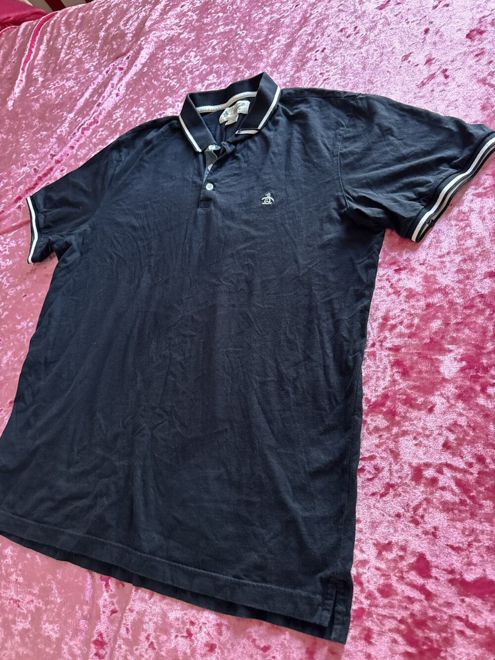 Penguin Men's Shirt Collared Polo Navy White XL